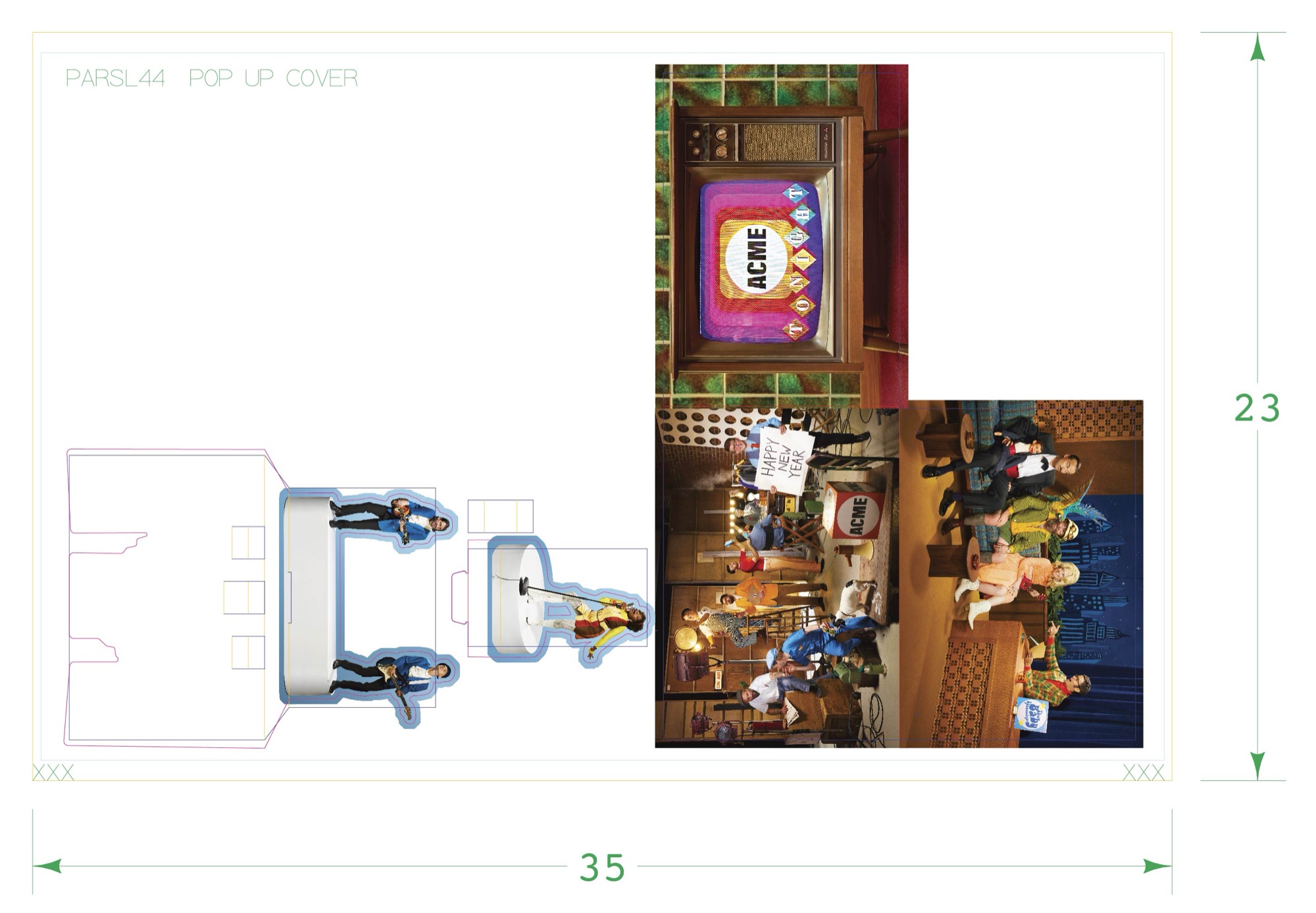 Pop-up card die-cut layout — front