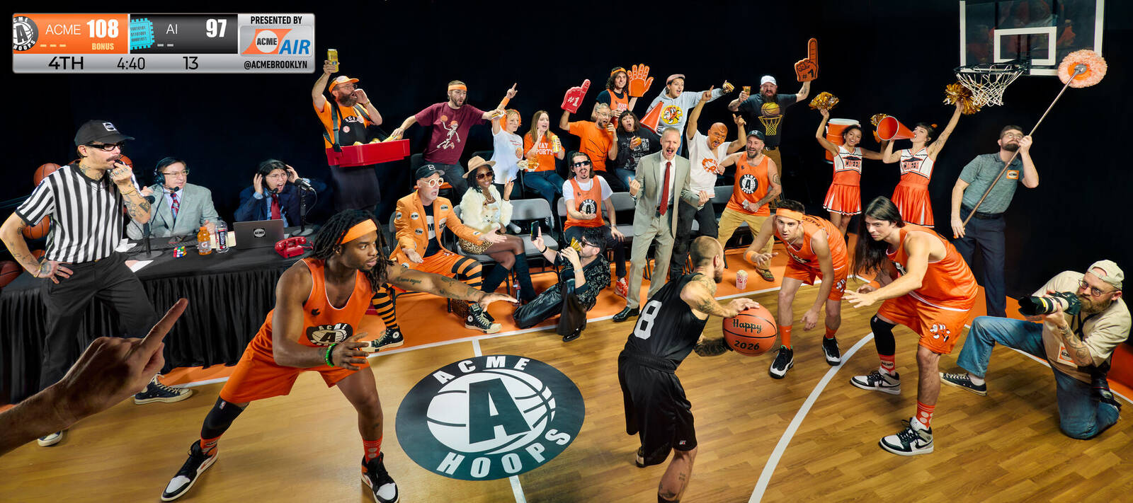 Acme Basketball — ACME vs AI full court panorama