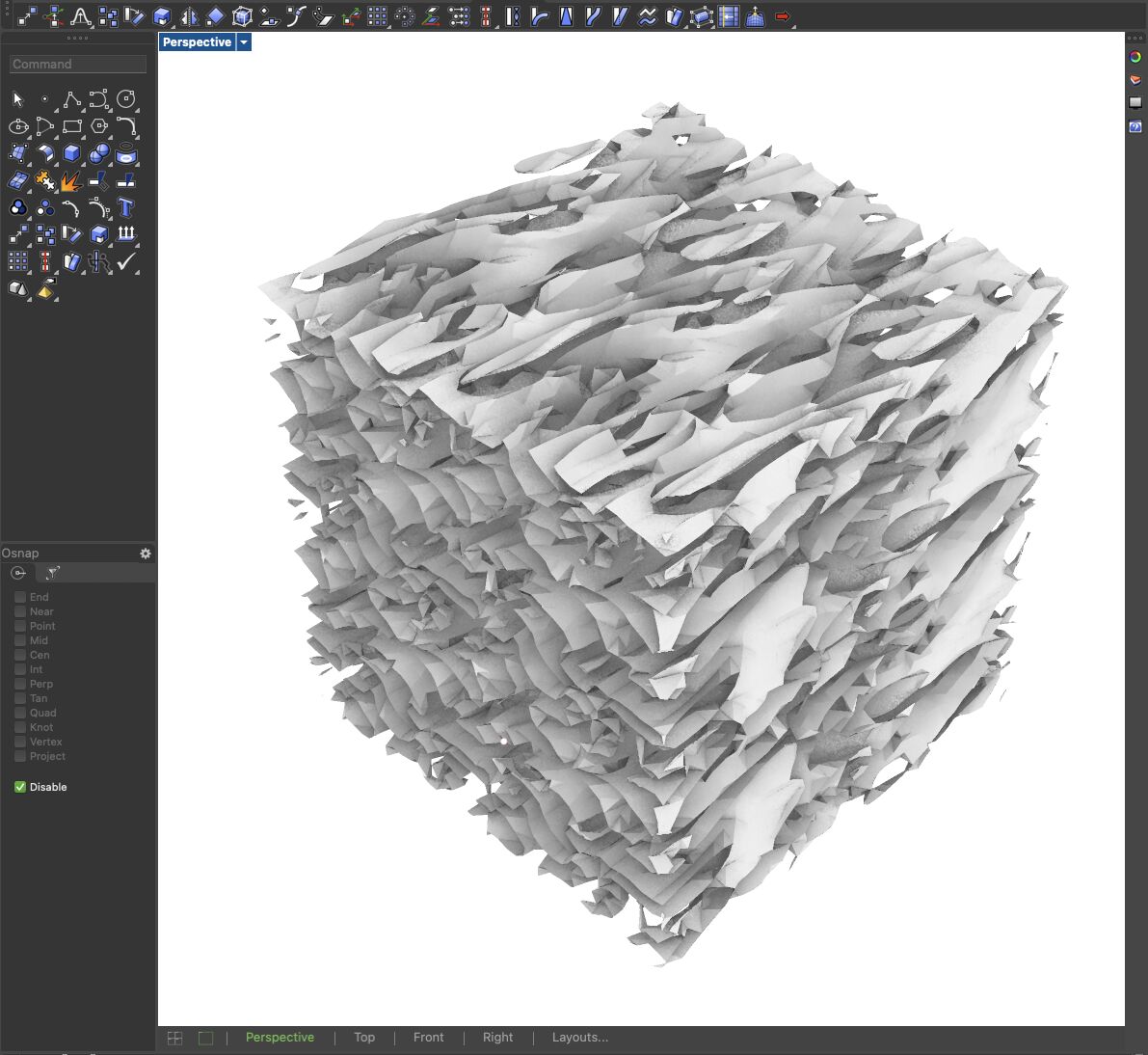 Evolved metamaterial unit cell array — periodic geometry tiled for fabrication