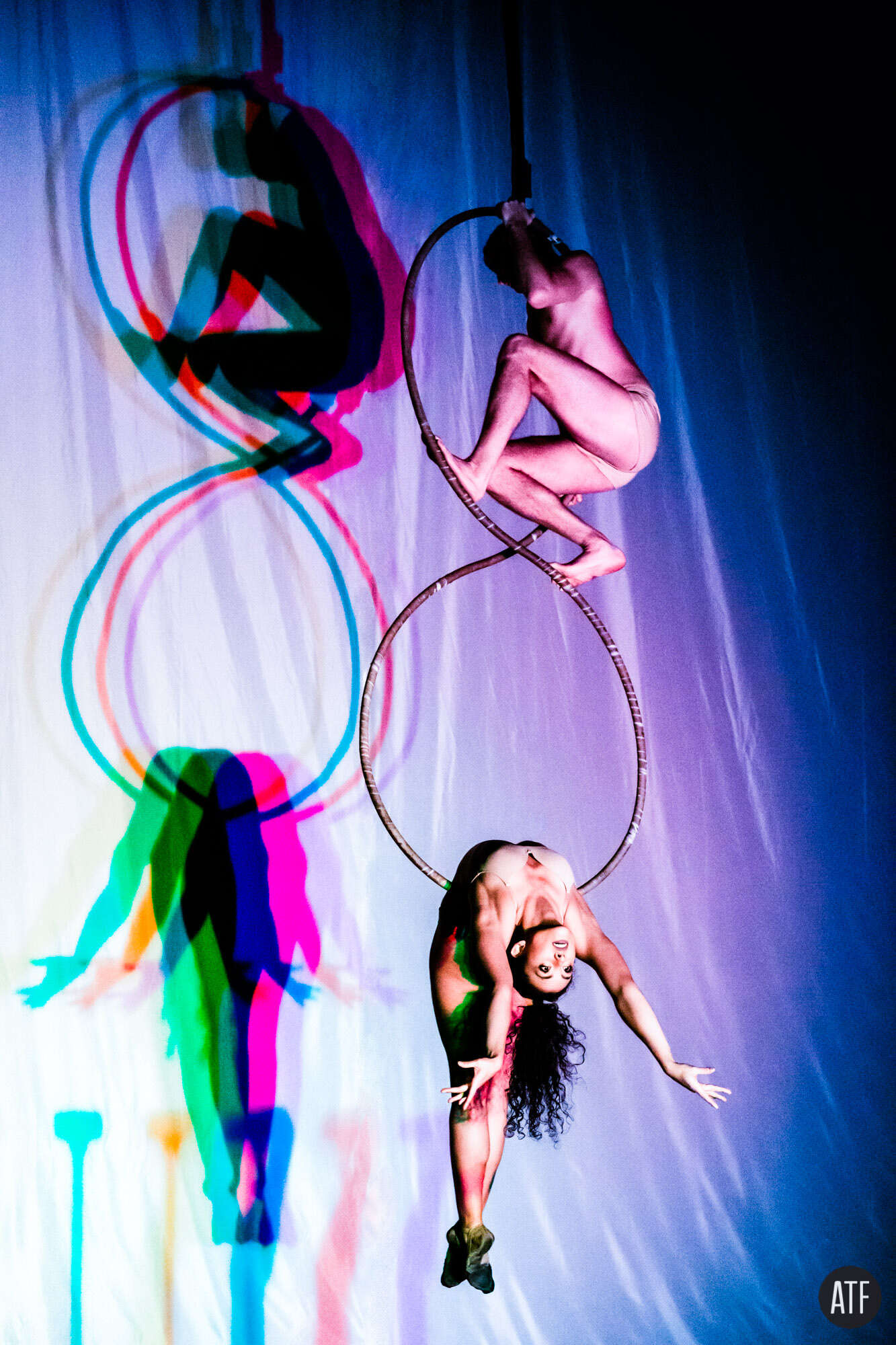 Hoop aerialist with projections