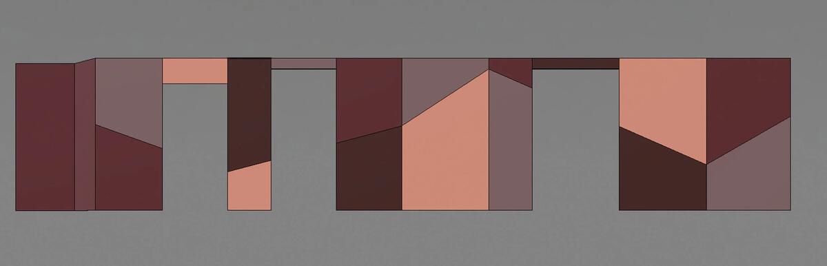 Wall elevation — geometric color-block pattern in warm tones
